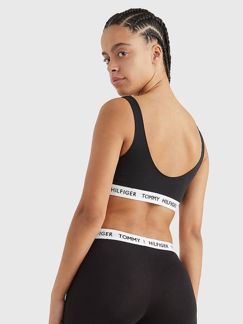 Tommy Hilfiger Tommy 85 Stretch Pamuklu Logo Bralette İç Giyim Kadın Siyah | TH607TKH