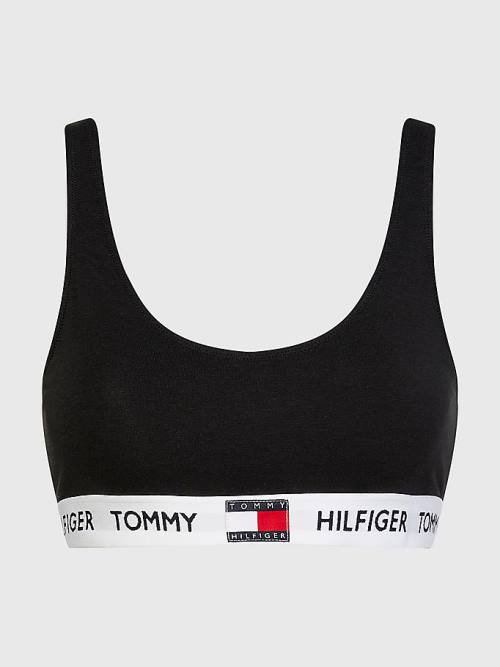 Tommy Hilfiger Tommy 85 Stretch Pamuklu Logo Bralette İç Giyim Kadın Siyah | TH607TKH