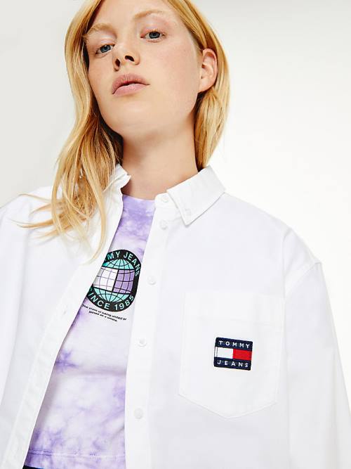 Tommy Hilfiger Tommy Badge Boyfriend Gömlek Kadın Beyaz | TH085LFN