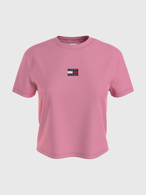 Tommy Hilfiger Tommy Badge Crew Neck Tişört Kadın Pembe | TH038QRZ