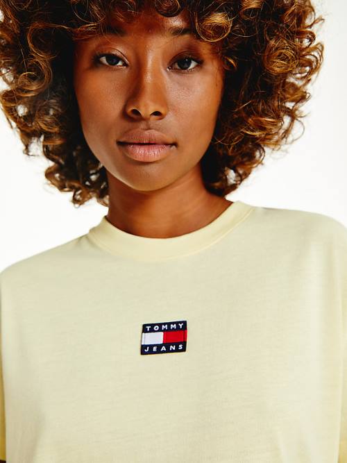 Tommy Hilfiger Tommy Badge Crew Neck Tişört Kadın Sarı | TH208SKT