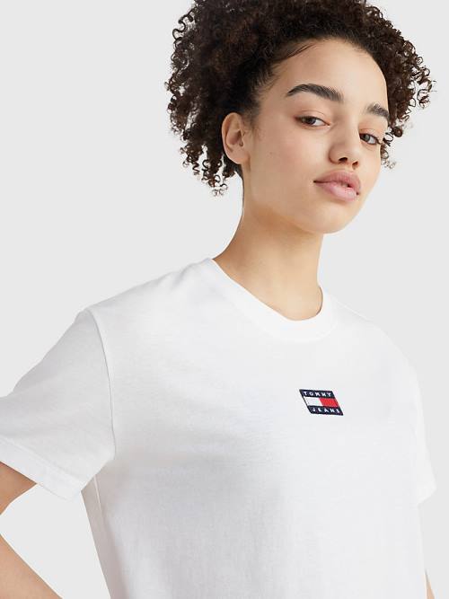 Tommy Hilfiger Tommy Badge Crew Neck Tişört Kadın Beyaz | TH218LZP