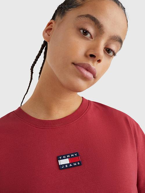 Tommy Hilfiger Tommy Badge Crew Neck Tişört Kadın Kırmızı | TH379TGL