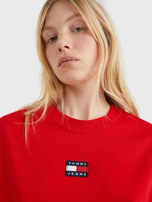 Tommy Hilfiger Tommy Badge Crew Neck Tişört Kadın Kırmızı | TH698QLN