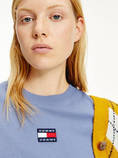 Tommy Hilfiger Tommy Badge Crew Neck Tişört Kadın Mor | TH985AFO