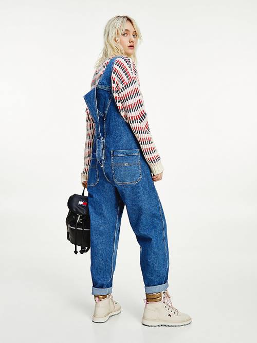 Tommy Hilfiger Tommy Badge Denim Dungarees Jean Pantolon Kadın Denim | TH213YEX