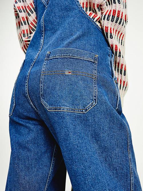 Tommy Hilfiger Tommy Badge Denim Dungarees Jean Pantolon Kadın Denim | TH213YEX