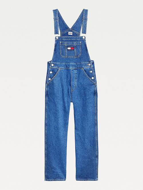 Tommy Hilfiger Tommy Badge Denim Dungarees Jean Pantolon Kadın Denim | TH213YEX