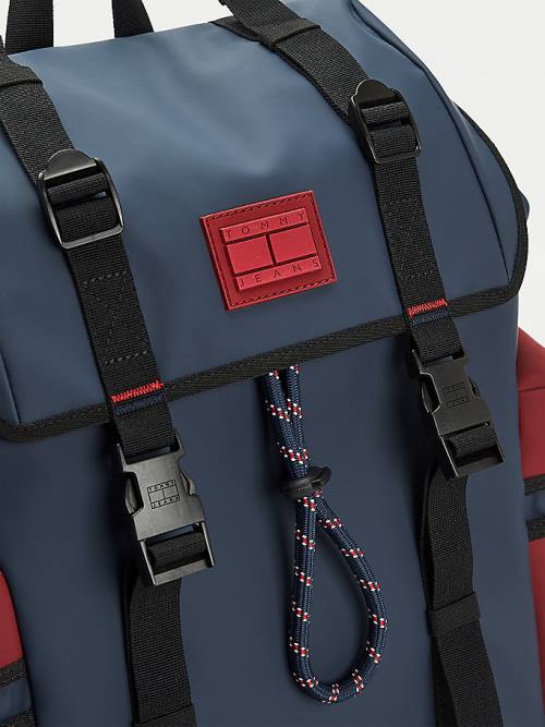 Tommy Hilfiger Tommy Badge Double Clip Backpack Çanta Erkek Mavi | TH459PQW