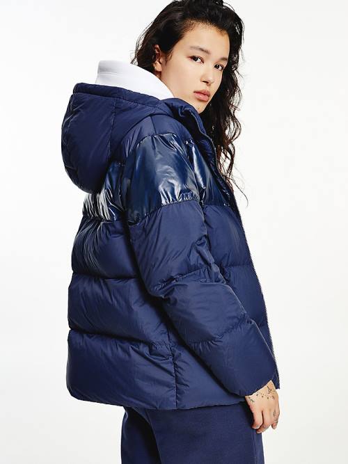 Tommy Hilfiger Tommy Badge Down Puffer Ceket Kadın Mavi | TH853SOF