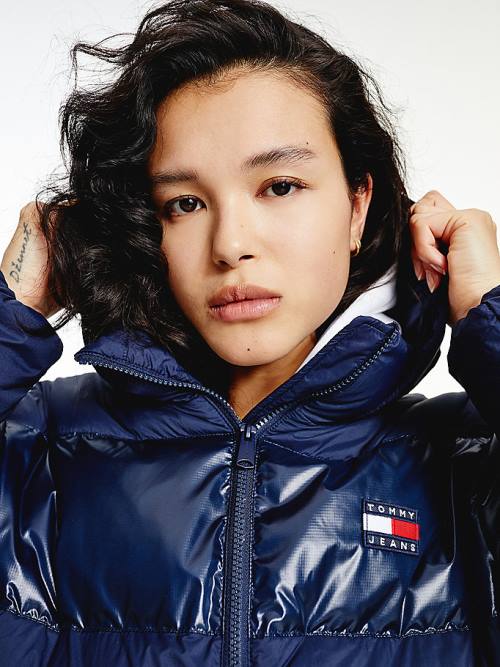 Tommy Hilfiger Tommy Badge Down Puffer Ceket Kadın Mavi | TH853SOF