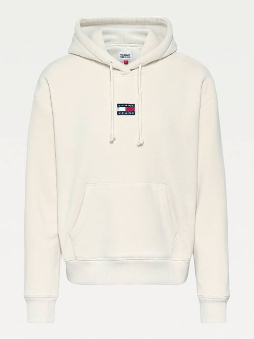 Tommy Hilfiger Tommy Badge Fleece Kapüşonlu Sweatshirt Kadın Bej Rengi | TH541LVT