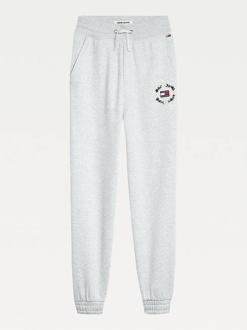 Tommy Hilfiger Tommy Badge Floral Logo Joggers Pantolon Kadın Gri | TH318FUG