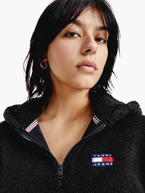 Tommy Hilfiger Tommy Badge Half-Zip Fleece Elbise Kadın Siyah | TH034YCV