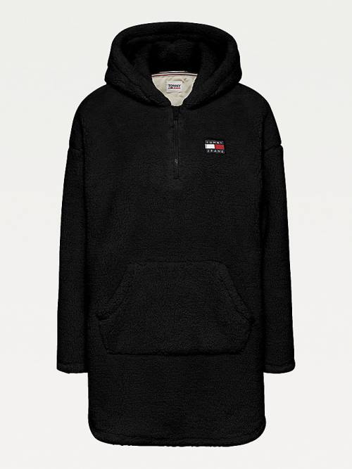 Tommy Hilfiger Tommy Badge Half-Zip Fleece Elbise Kadın Siyah | TH034YCV