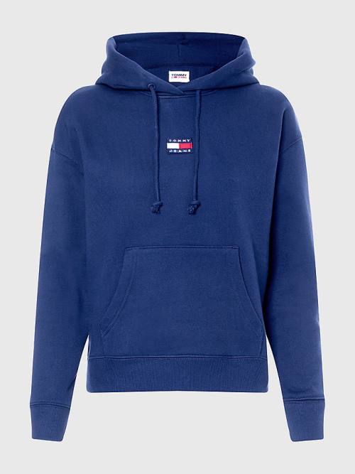 Tommy Hilfiger Tommy Badge Kapüşonlu Sweatshirt Kadın Mavi | TH031SEQ