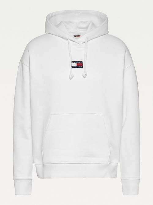 Tommy Hilfiger Tommy Badge Kapüşonlu Sweatshirt Kadın Beyaz | TH034PUF