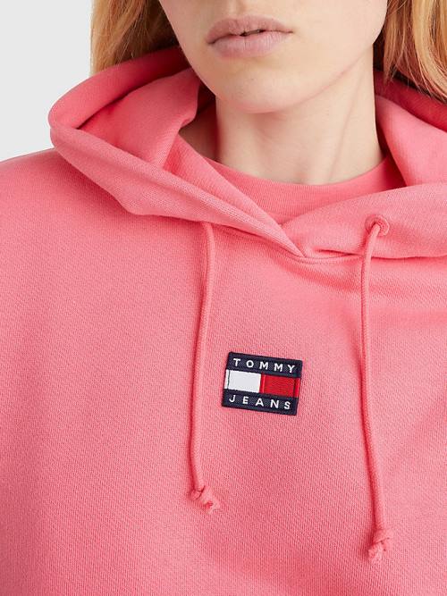 Tommy Hilfiger Tommy Badge Kapüşonlu Sweatshirt Kadın Pembe | TH283UAB