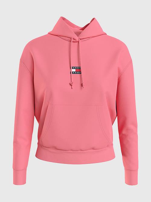 Tommy Hilfiger Tommy Badge Kapüşonlu Sweatshirt Kadın Pembe | TH283UAB