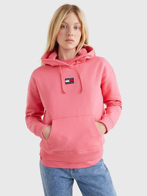 Tommy Hilfiger Tommy Badge Kapüşonlu Sweatshirt Kadın Pembe | TH283UAB