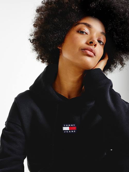 Tommy Hilfiger Tommy Badge Kapüşonlu Sweatshirt Kadın Siyah | TH287AVT