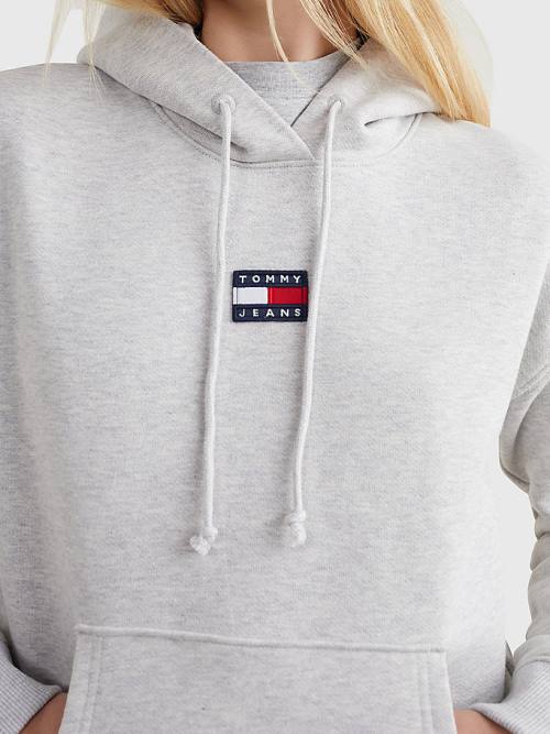 Tommy Hilfiger Tommy Badge Kapüşonlu Sweatshirt Kadın Gri | TH638MBX