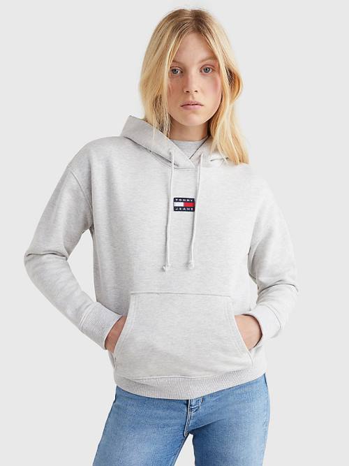 Tommy Hilfiger Tommy Badge Kapüşonlu Sweatshirt Kadın Gri | TH638MBX