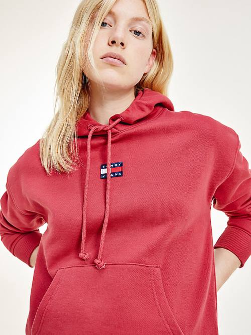 Tommy Hilfiger Tommy Badge Kapüşonlu Sweatshirt Kadın Kırmızı | TH870BWX