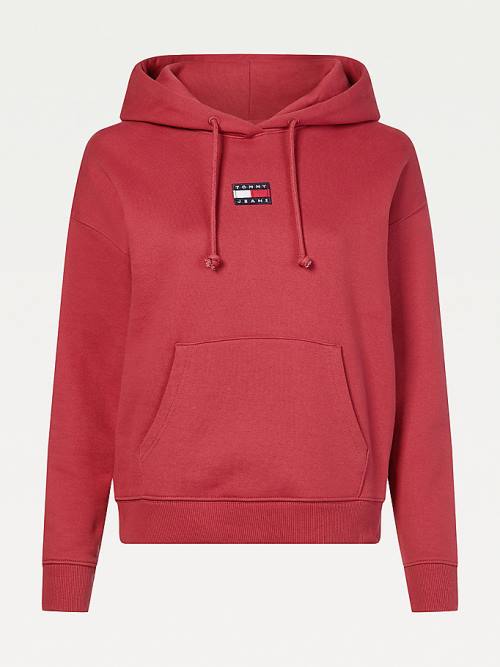 Tommy Hilfiger Tommy Badge Kapüşonlu Sweatshirt Kadın Kırmızı | TH870BWX