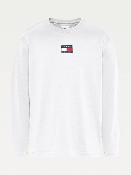 Tommy Hilfiger Tommy Badge Long Sleeve Tişört Erkek Beyaz | TH145GZB