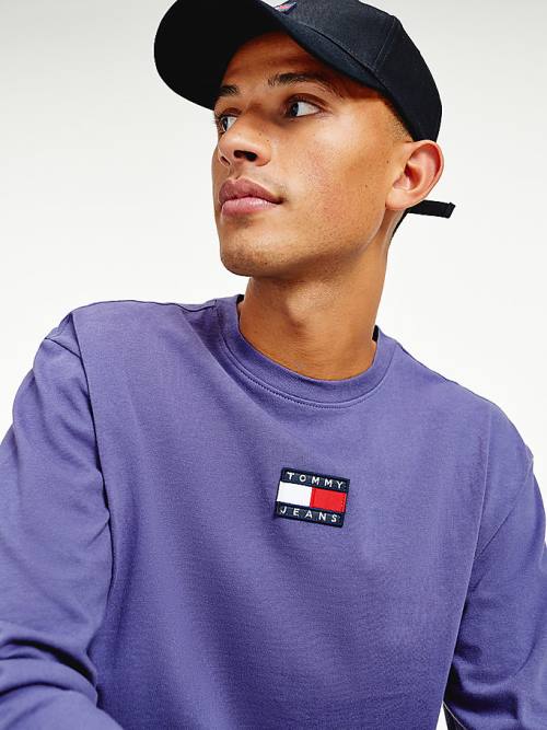 Tommy Hilfiger Tommy Badge Long Sleeve Tişört Erkek Mavi | TH320FDK