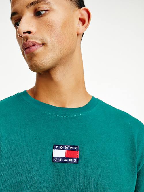 Tommy Hilfiger Tommy Badge Long Sleeve Tişört Erkek Yeşil | TH872OJE