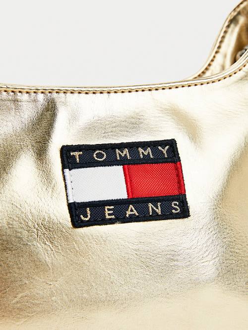 Tommy Hilfiger Tommy Badge Metallic Shoulder Çanta Kadın Altın | TH143KMQ