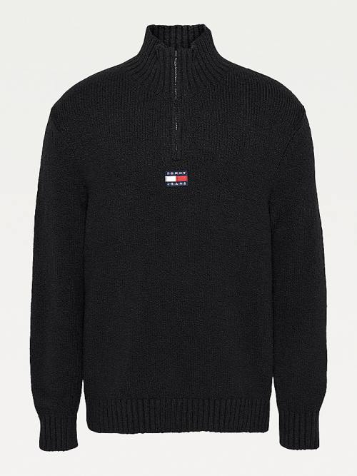 Tommy Hilfiger Tommy Badge Mock Turtleneck Jumper Kazak Erkek Siyah | TH517ZOM