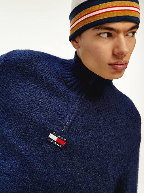 Tommy Hilfiger Tommy Badge Mock Turtleneck Jumper Kazak Erkek Mavi | TH706WSQ