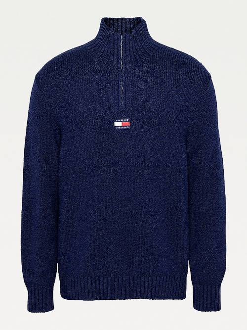 Tommy Hilfiger Tommy Badge Mock Turtleneck Jumper Kazak Erkek Mavi | TH706WSQ