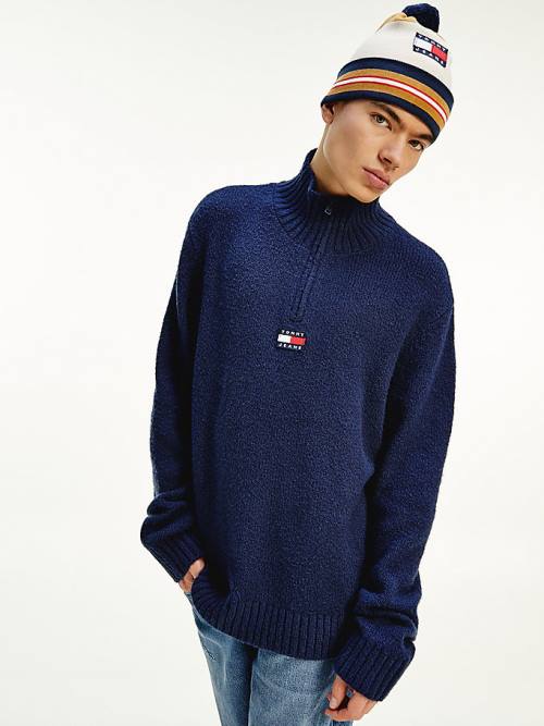 Tommy Hilfiger Tommy Badge Mock Turtleneck Jumper Kazak Erkek Mavi | TH706WSQ