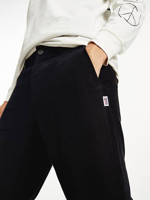 Tommy Hilfiger Tommy Badge Organic Pamuklu Relaxed Chinos Pantolon Erkek Siyah | TH073LFK