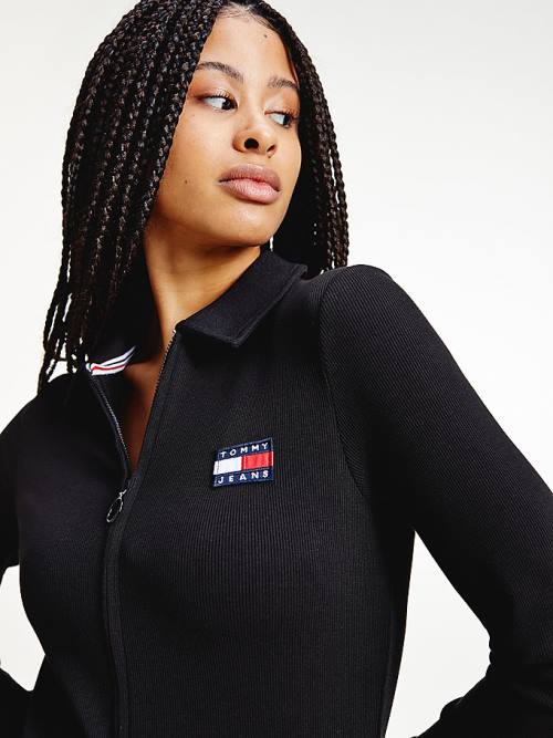 Tommy Hilfiger Tommy Badge Organic Pamuklu Polo Elbise Kadın Siyah | TH580BNU