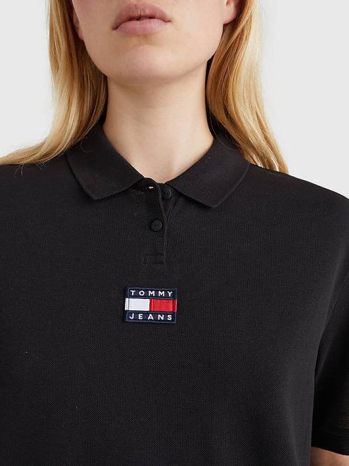 Tommy Hilfiger Tommy Badge Polo Yaka Tişört Kadın Siyah | TH157FVH