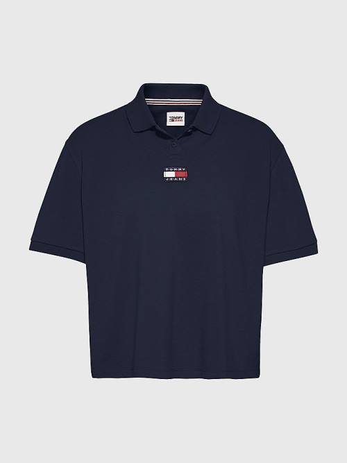 Tommy Hilfiger Tommy Badge Polo Yaka Tişört Kadın Mavi | TH254MVU