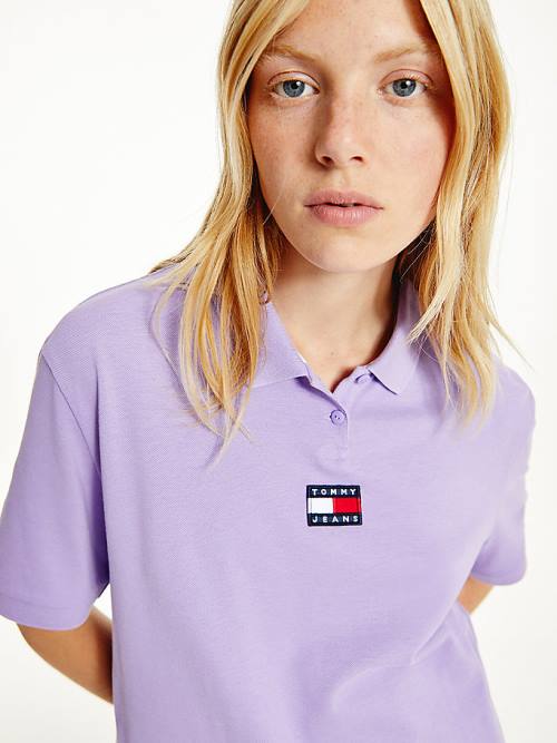 Tommy Hilfiger Tommy Badge Polo Yaka Tişört Kadın Mor | TH436XYM