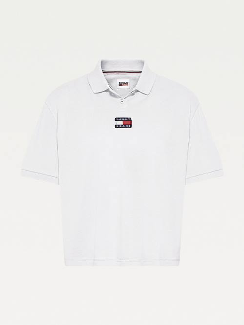 Tommy Hilfiger Tommy Badge Polo Yaka Tişört Kadın Beyaz | TH956DHV