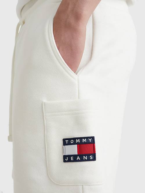 Tommy Hilfiger Tommy Badge Relaxed Cargo Şort Erkek Beyaz | TH942QYR