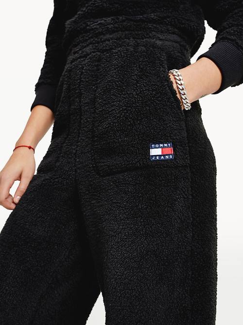 Tommy Hilfiger Tommy Badge Relaxed Fit Fleece Joggers Pantolon Kadın Siyah | TH178MKE