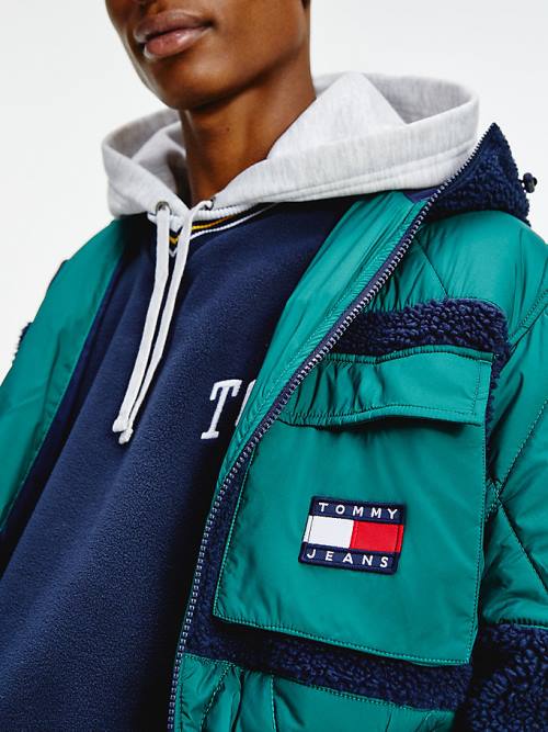 Tommy Hilfiger Tommy Badge Sherpa Ceket Erkek Yeşil | TH024ZJA