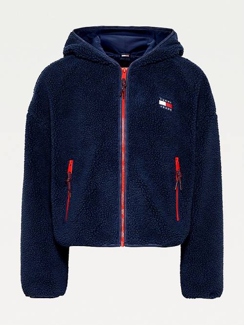 Tommy Hilfiger Tommy Badge Sherpa Kukuletalı Ceket Kadın Mavi | TH421YXO