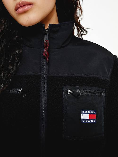 Tommy Hilfiger Tommy Badge Sherpa Pocket Ceket Kadın Siyah | TH827FKW