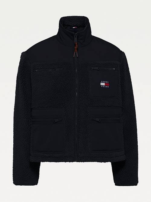 Tommy Hilfiger Tommy Badge Sherpa Pocket Ceket Kadın Siyah | TH827FKW