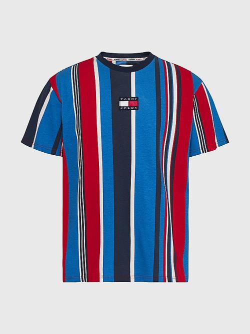 Tommy Hilfiger Tommy Badge Stripe Tişört Erkek Kırmızı | TH176CZX